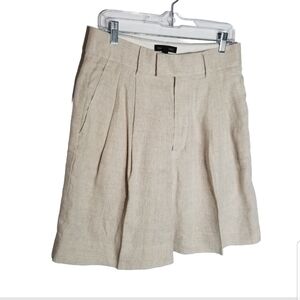Banana Republic Pleated Linen Shorts Beige Women's 8 High Rise Dress Coastal